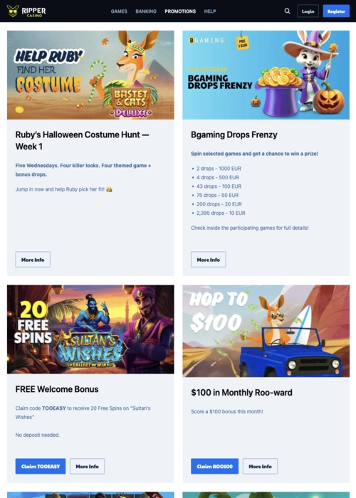 Risk-free welcome bonus offer Ripper Casino